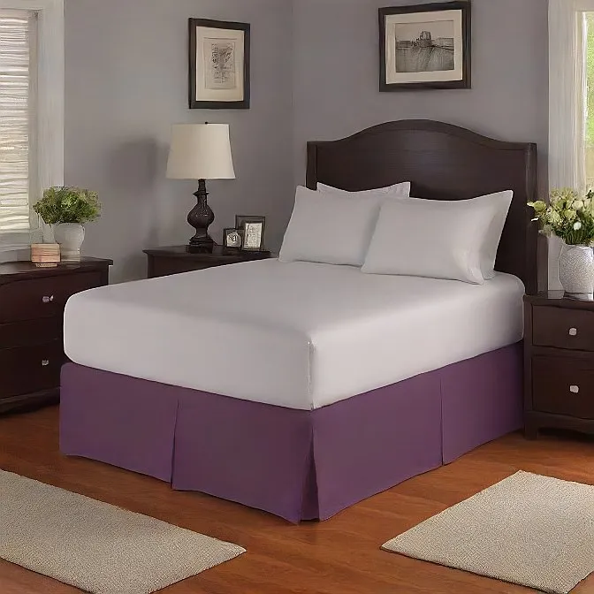 12 Inches Drop Bed Skirt Solid Plum Egyptian Cotton 1000TC