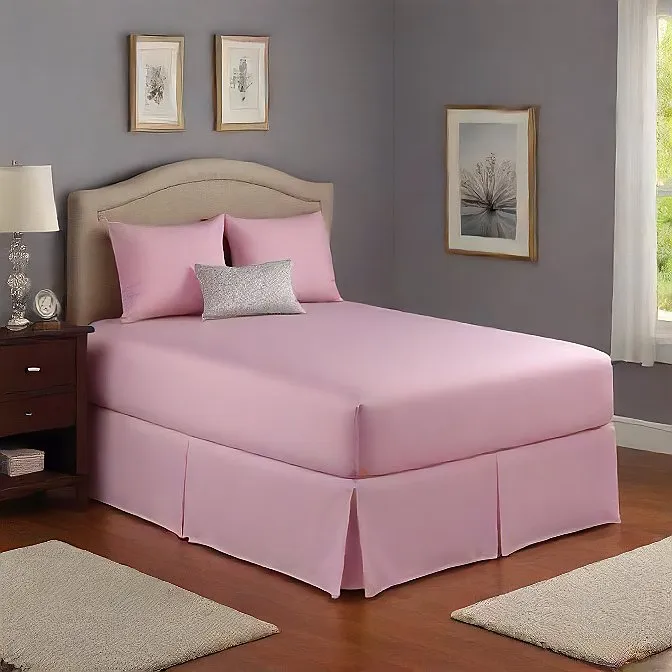 24" Inches Drop Bed Skirt Pink Egyptian Cotton 1000TC - All Sizes