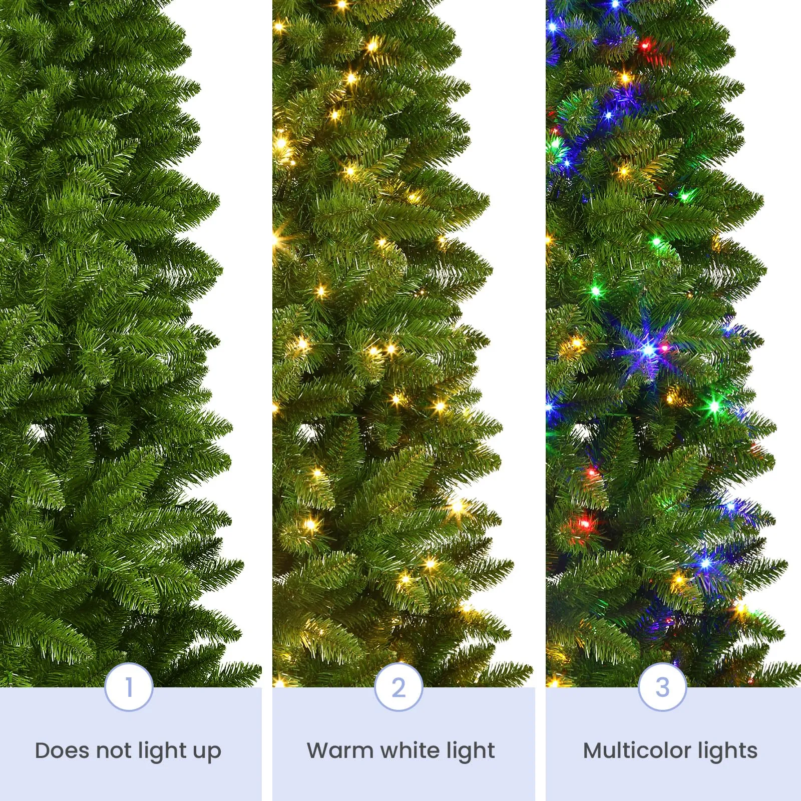 7.5ft Half Prelit Warm White & Multi-Color LED Lights Premium Artificial Hinged Christmas Tree with Remote Control