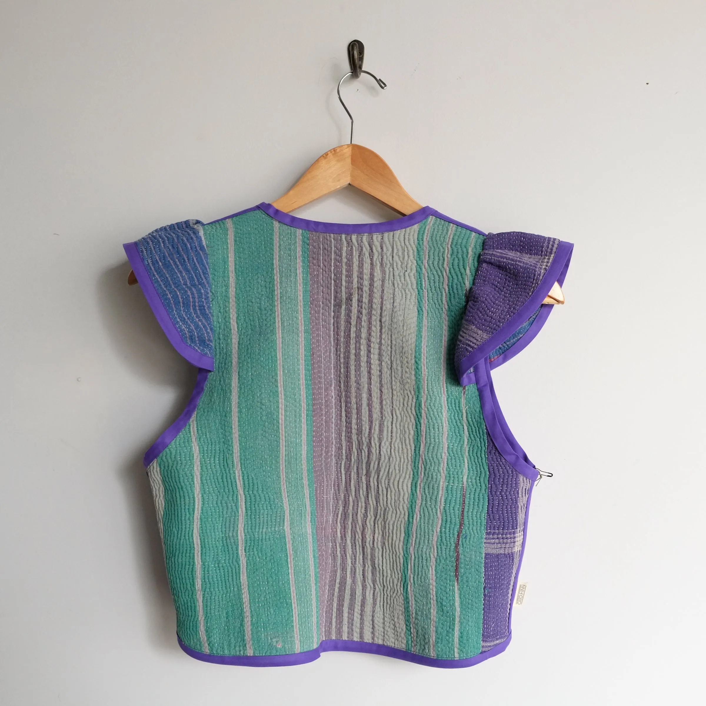 Amelia Flutter Sleeve Vest Lavender Stripes XS072