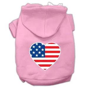 American Flag Heart Screen Print Pet Hoodies Light Pink Size XXL (18)