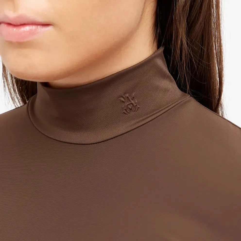 Amiri Long Sleeve Mock Neck Crop, brown