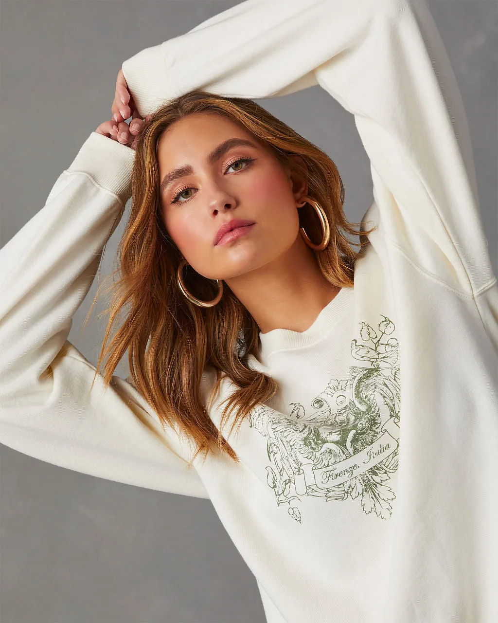 Angelic Cherub Graphic Crewneck Sweatshirt