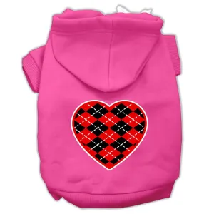 Argyle Heart Red Screen Print Pet Hoodies Bright Pink Size XXXL (20)