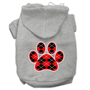 Argyle Paw Red Screen Print Pet Hoodies Grey Size Lg (14)