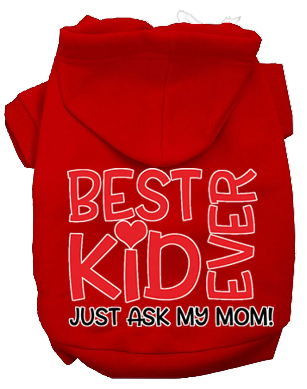 Ask My Mom Screen Print Dog Hoodie Red L