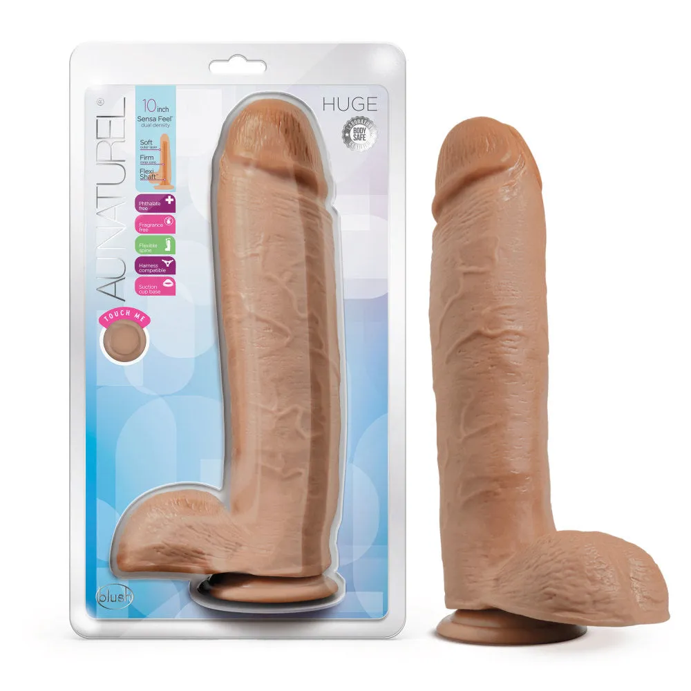 Au Naturel By Blush® | Huge Realistic Mocha 10.5-Inch Long Dildo With Balls & Suction Cup Base