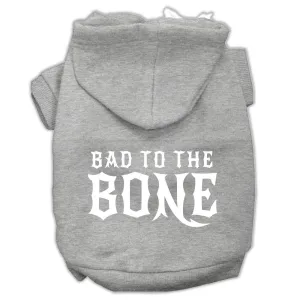 Bad To The Bone Dog Pet Hoodies Grey Size Lg (14)