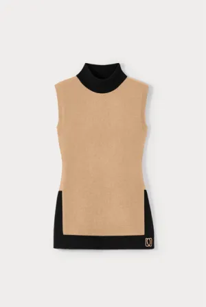 BICOLOR BEIGE & BLACK KNITWEAR TOP