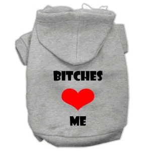 Bitches Love Me Screen Print Pet Hoodies Grey Size Xxl (18)