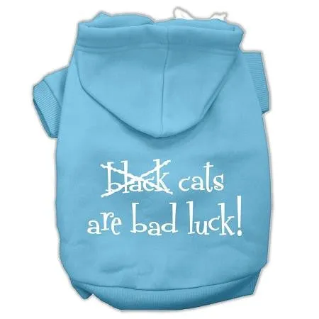 Black Cats are Bad Luck Screen Print Pet Hoodies Baby Blue Size XL (16)