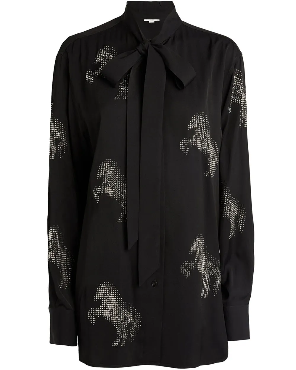 Black Crystal Horse Embellished Shirt