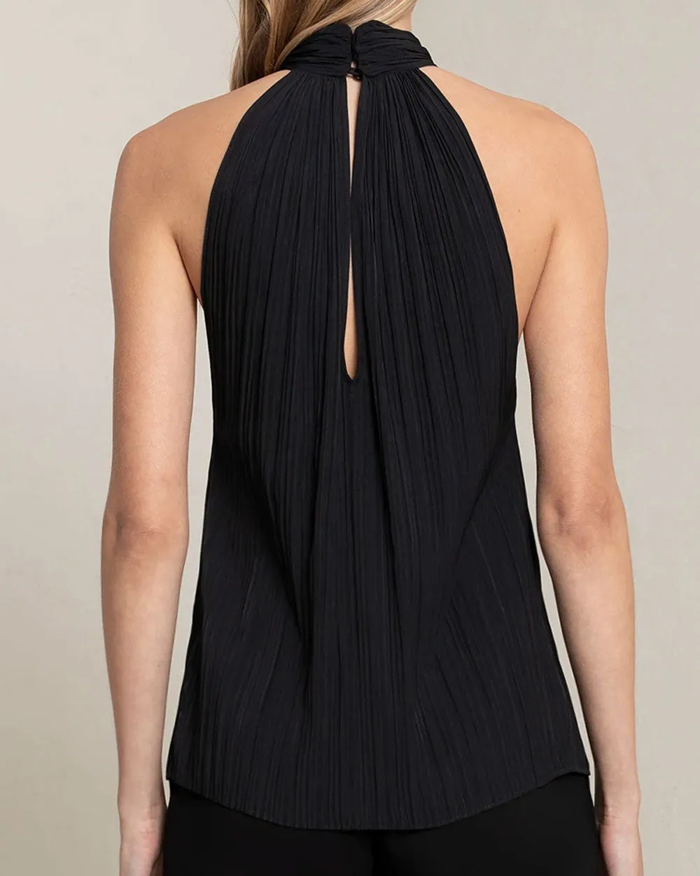 Black Pleated Halter Rio Top