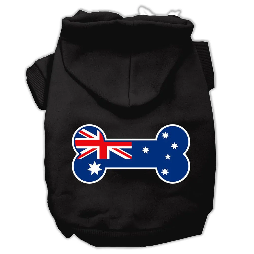 Bone Shaped Australian Flag Screen Print Pet Hoodies Black Xxxl(20)