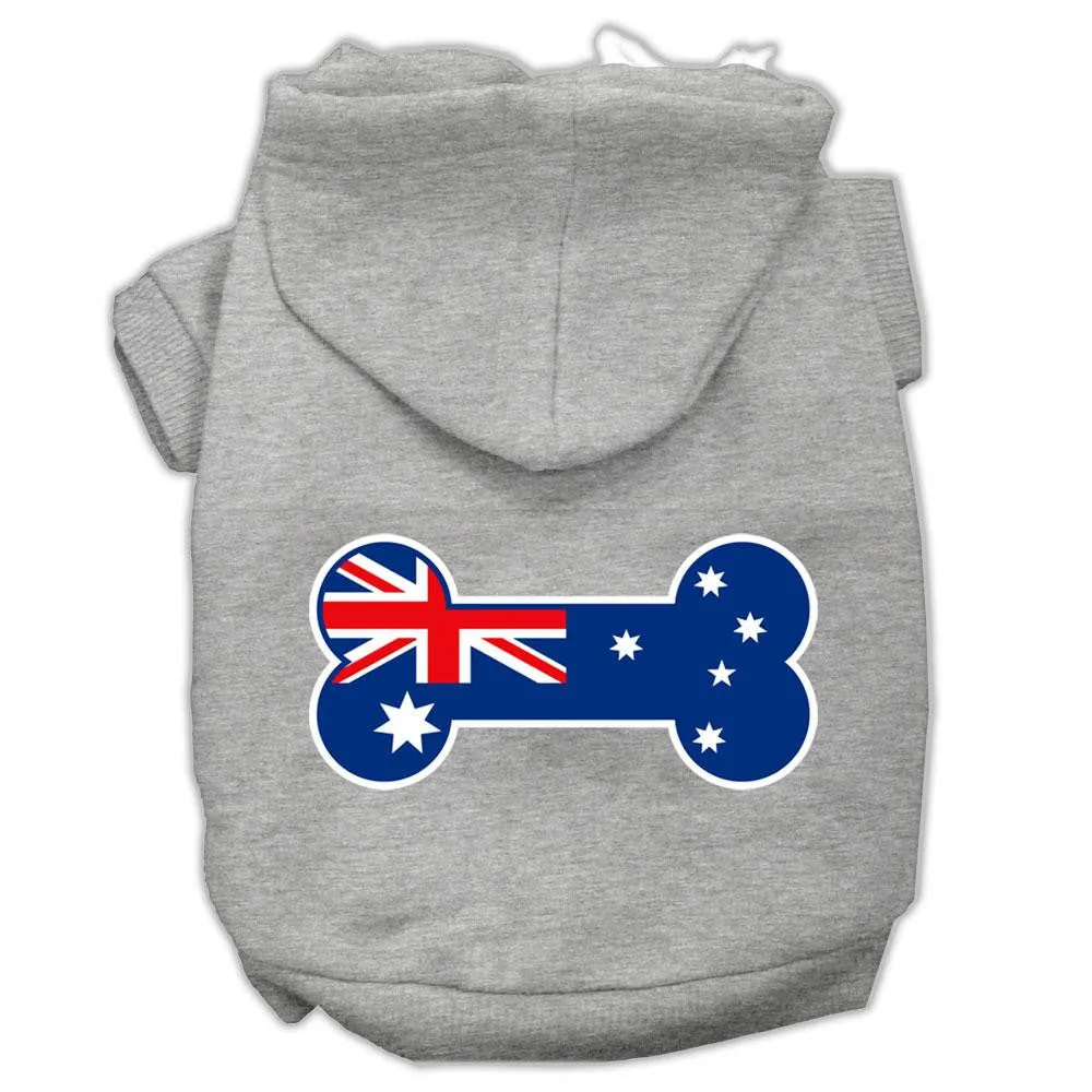 Bone Shaped Australian Flag Screen Print Pet Hoodies Grey S (10)