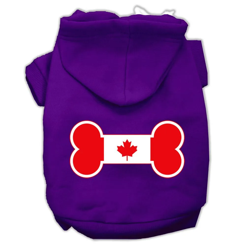 Bone Shaped Canadian Flag Screen Print Pet Hoodies Purple L (14)