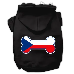 Bone Shaped Czech Republic Flag Screen Print Pet Hoodies Black M (12)