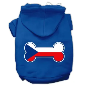 Bone Shaped Czech Republic Flag Screen Print Pet Hoodies Blue XXL (18)