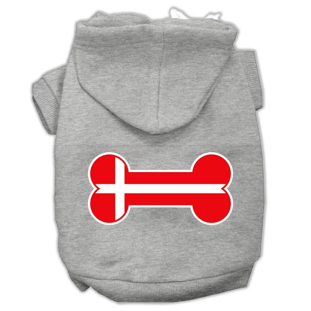 Bone Shaped Denmark Flag Screen Print Pet Hoodies Grey M (12)