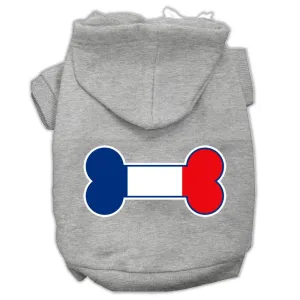 Bone Shaped France Flag Screen Print Pet Hoodies Grey L (14)