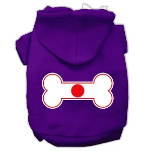 Bone Shaped Japan Flag Screen Print Pet Hoodies Purple Size XS (8)