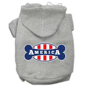 Bonely In America Screen Print Pet Hoodies Grey Size Sm (10)