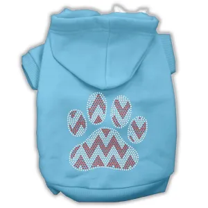 Candy Cane Chevron Paw Rhinestone Dog Hoodie Baby Blue Xxxl(20)