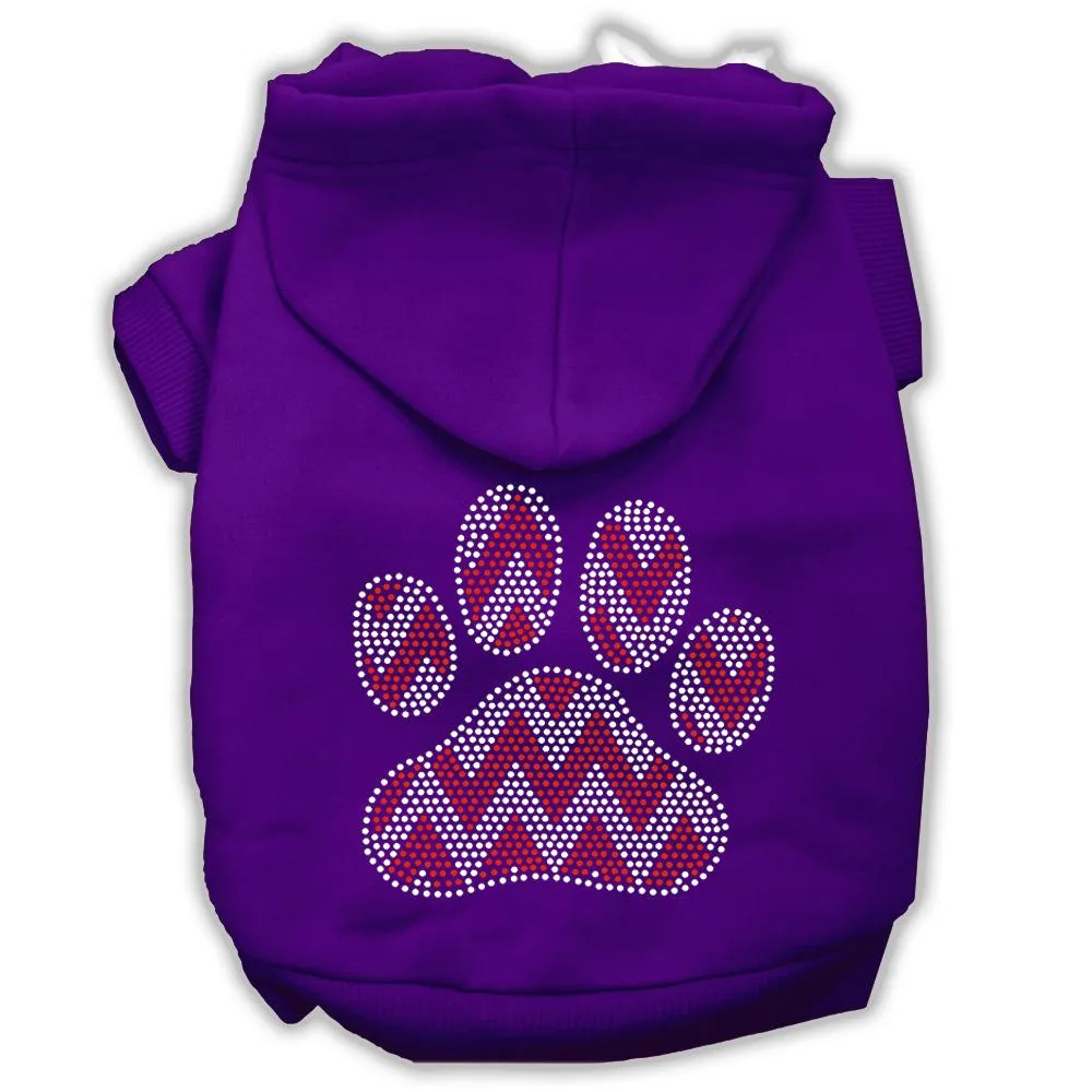 Candy Cane Chevron Paw Rhinestone Dog Hoodie Purple M (12)