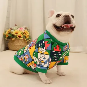 Cartoon Spring Autumn Dog Sweaters for Pugs, Corgis, and Bulldogs - Cute Pet Apparel for Short and Fat Dogs