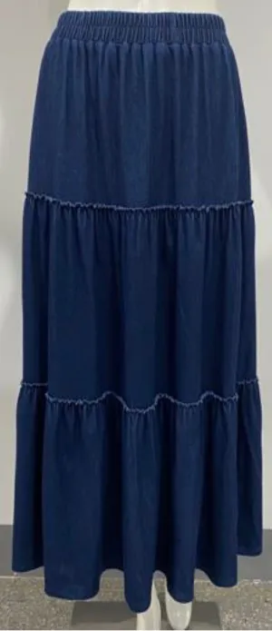 Denim Blue Knit Maxi Skirt