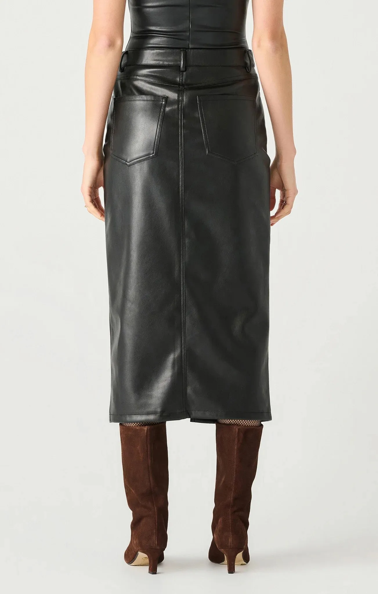 DX Faux Leather Midi Skirt