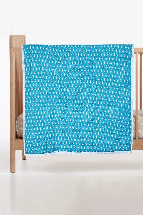 Earthen Nest Blue Penguin Kids Quilt