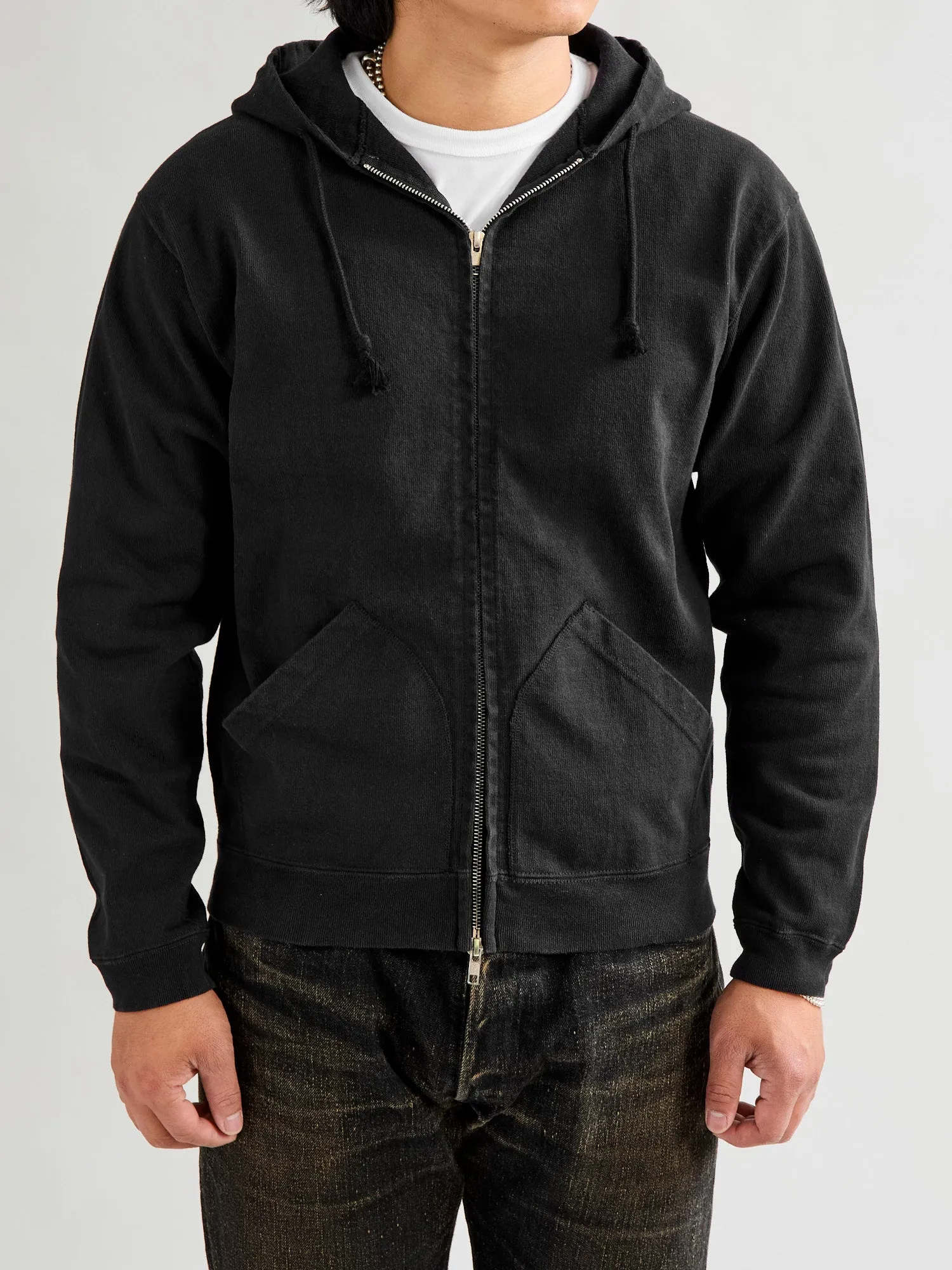 Extra Heavyweight Jersey Zip Hoodie in Black