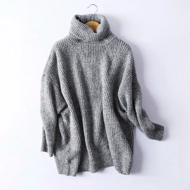 Fashionalbe Casual Women's Oversize Knitted Turtleneck Sweater