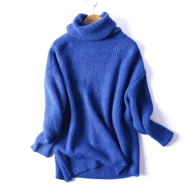 Fashionalbe Casual Women's Oversize Knitted Turtleneck Sweater