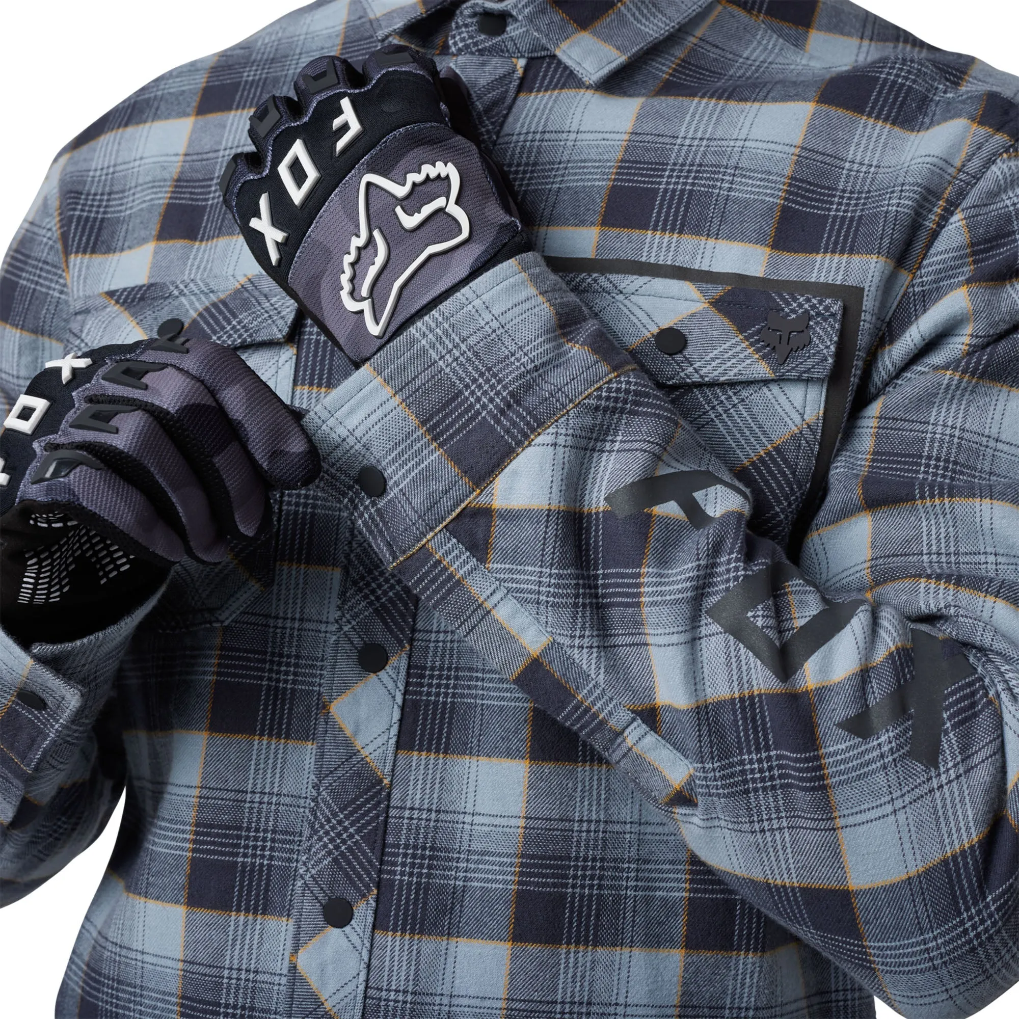 Fox Racing Defend Drive Windblock Flannel Offroad Jacket Gunmetal Blue