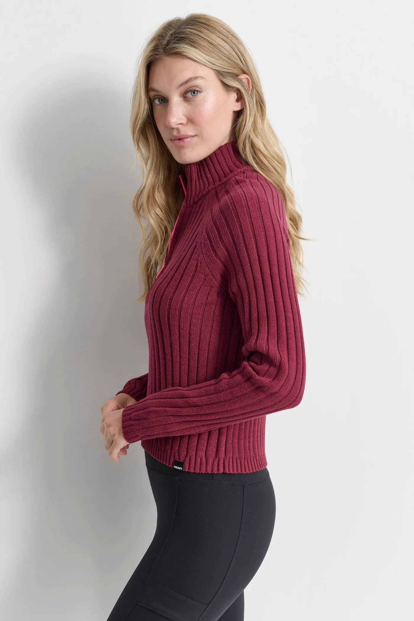 HALF ZIP MOCK NECK SWEATER