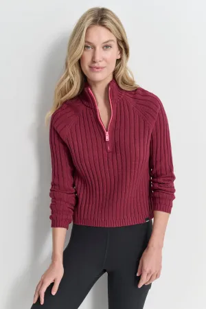 HALF ZIP MOCK NECK SWEATER