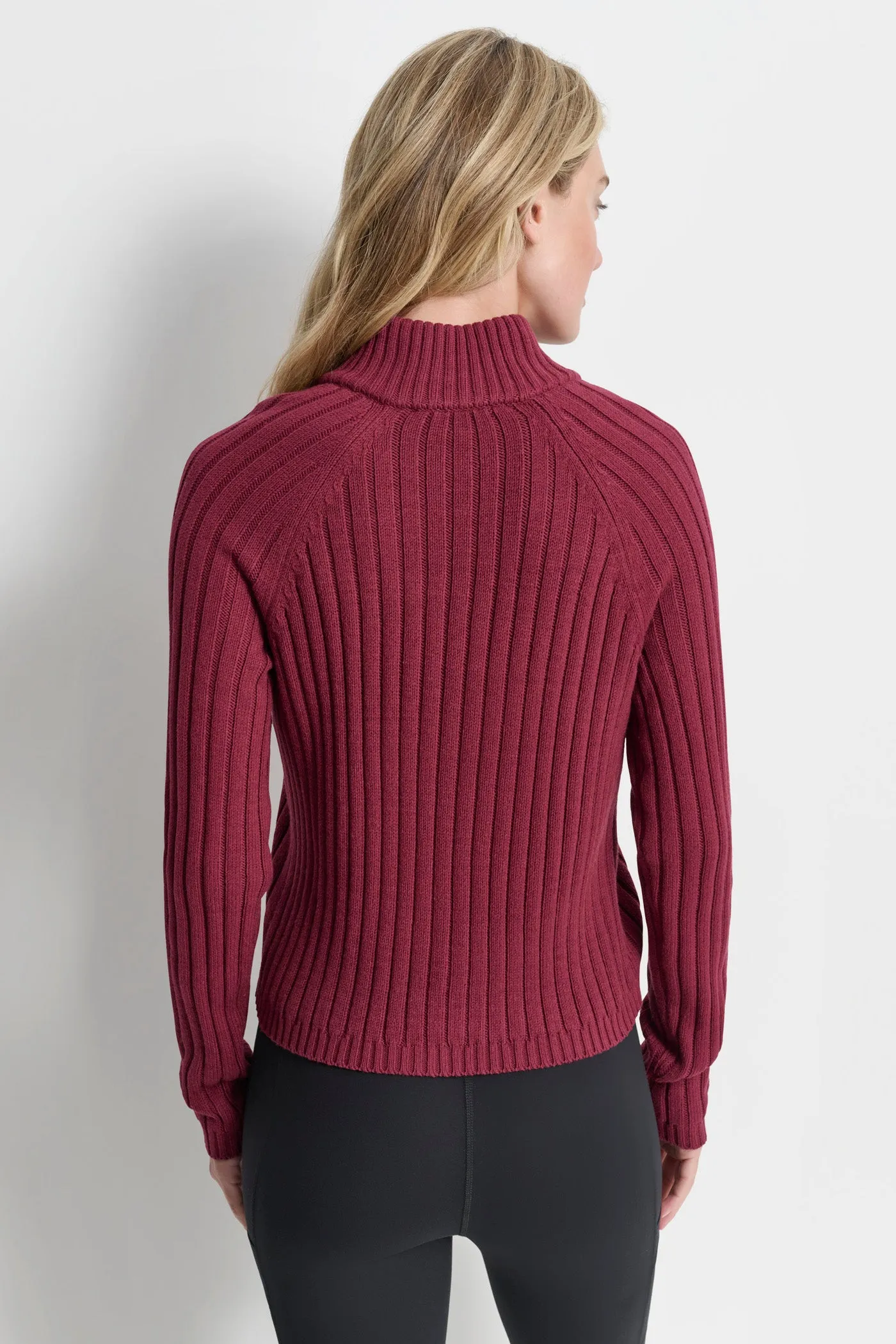 HALF ZIP MOCK NECK SWEATER