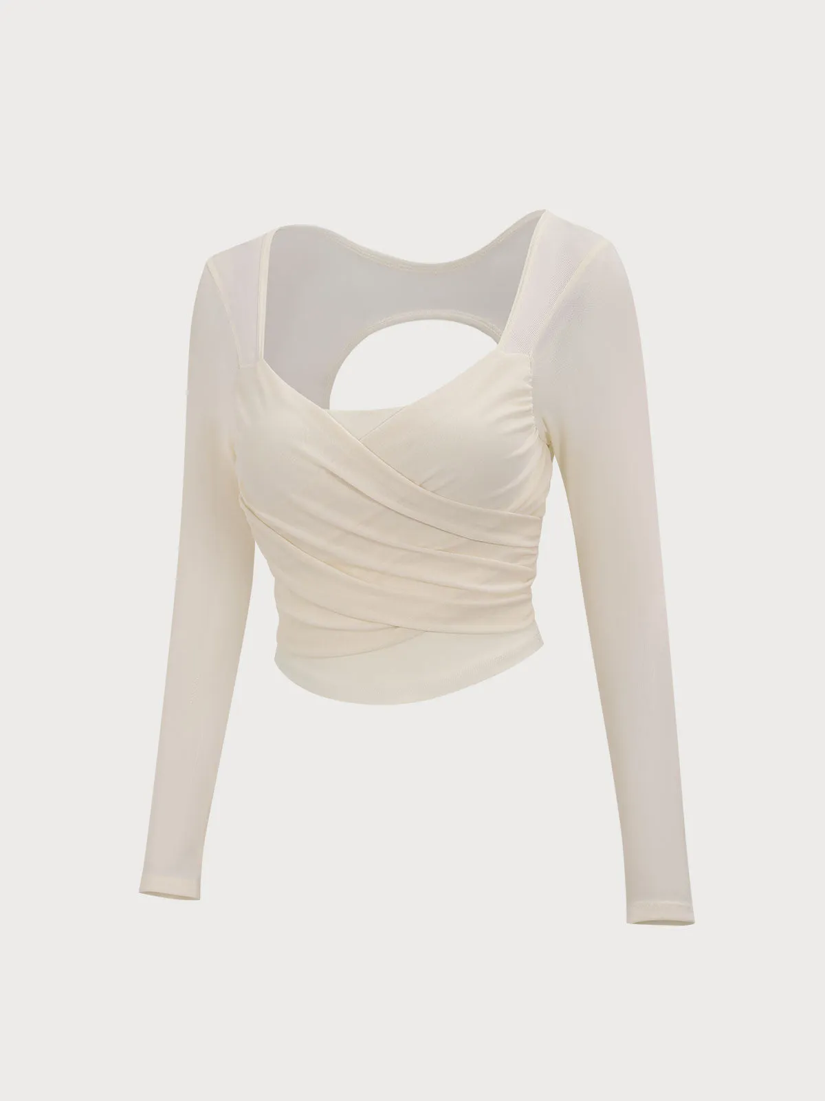 Ivory Backless Long Sleeve Top - Light Support