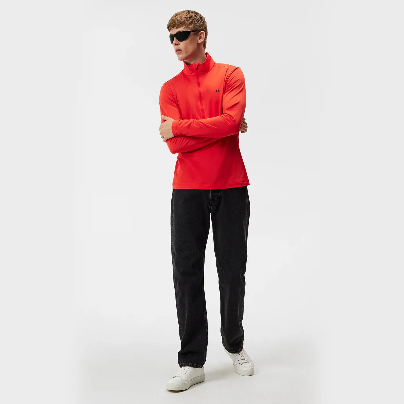 J.Lindeberg Luke Half Zip Golf Mid Layer - Fiery Red