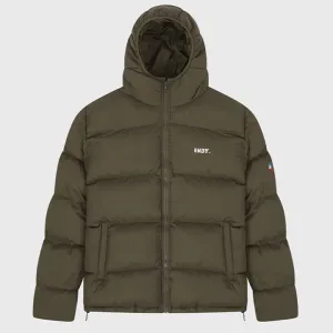 Khaki Hooded Puffer Jacket