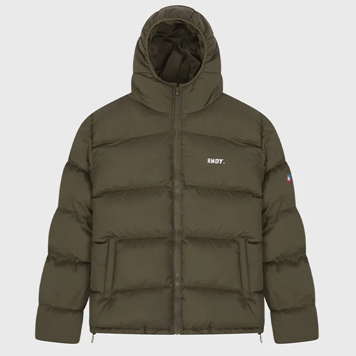 Khaki Hooded Puffer Jacket