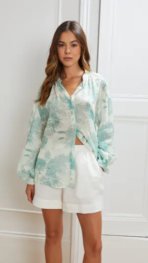 LIGIA SHIRT - FRENCH TOILE PRINT GREEN