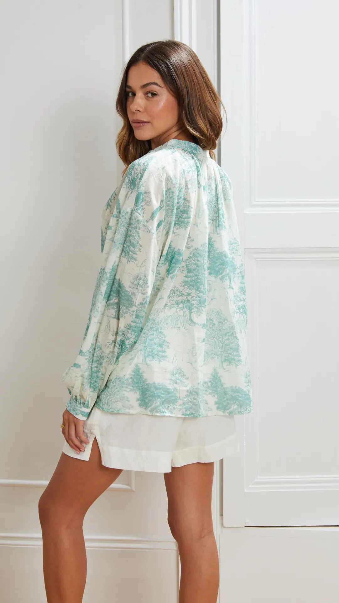 LIGIA SHIRT - FRENCH TOILE PRINT GREEN