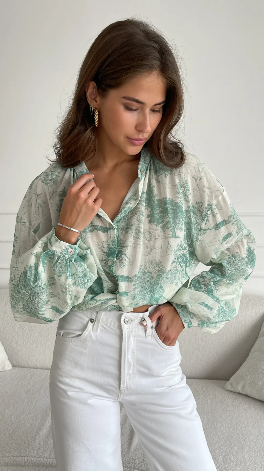 LIGIA SHIRT - FRENCH TOILE PRINT GREEN