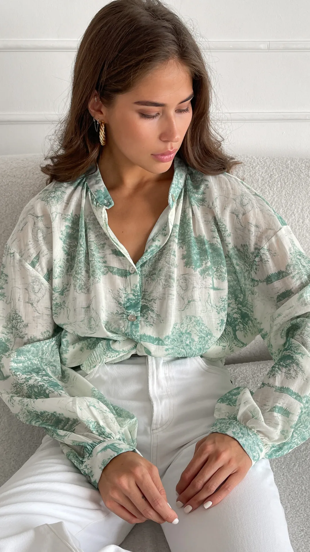 LIGIA SHIRT - FRENCH TOILE PRINT GREEN