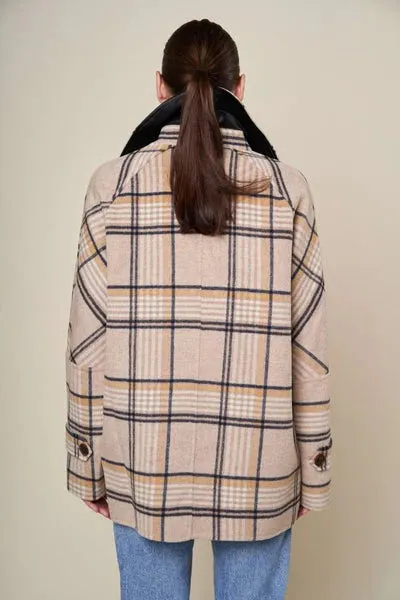 Lucas Double Face Wool Plaid Coat - Oatmeal