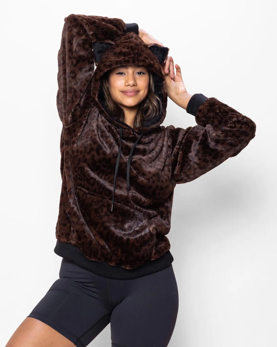 Mahogany Jaguar Classic ULTRA SOFT Faux Fur Hoodie | Women's