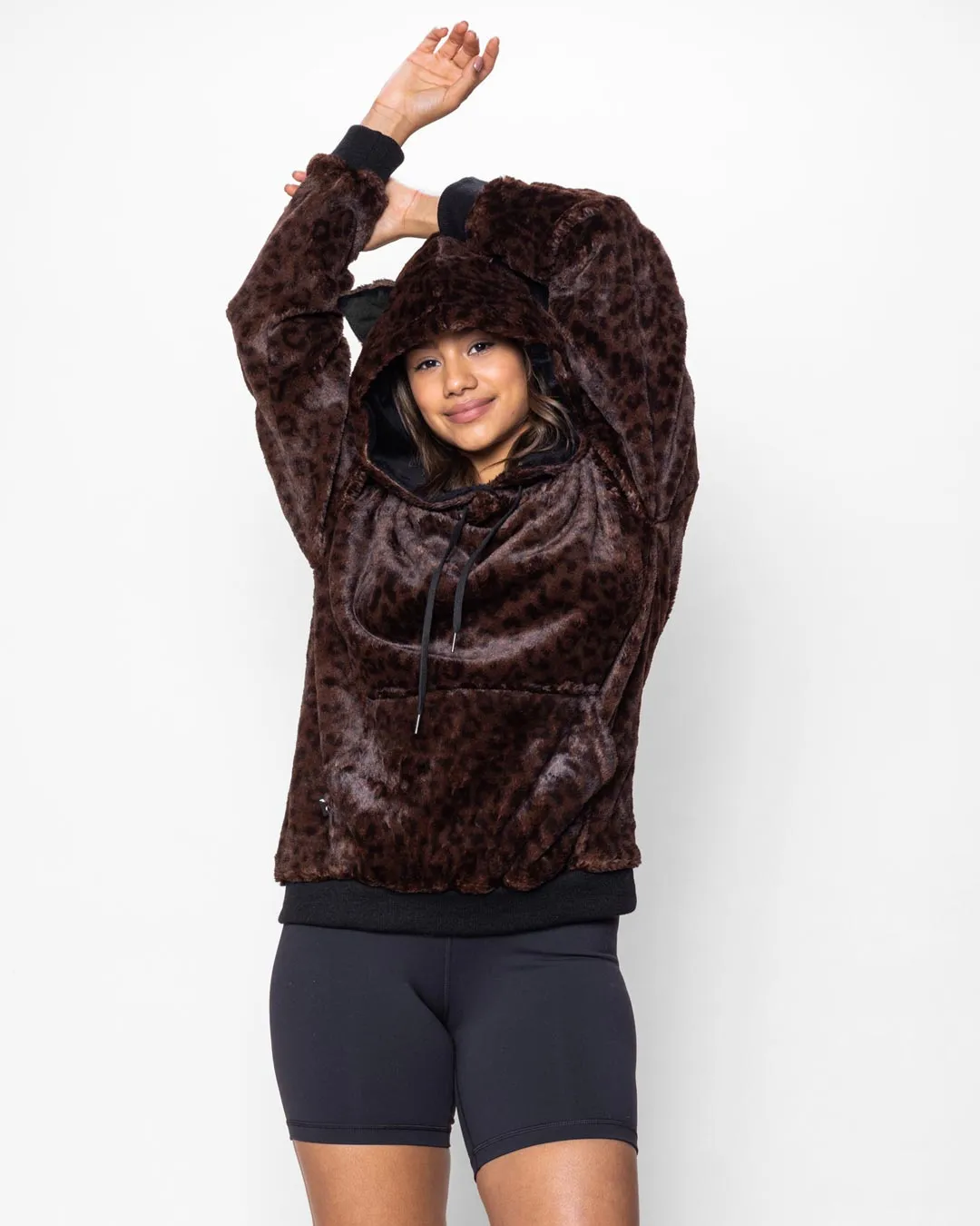 Mahogany Jaguar Classic ULTRA SOFT Faux Fur Hoodie | Women's